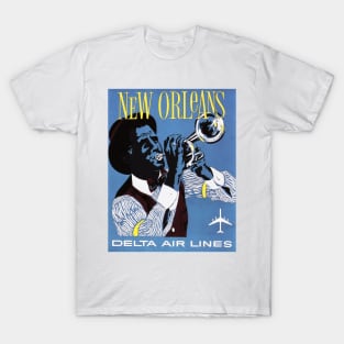 Travel to NEW ORLEANS for Jazz Festival Advertisement Vintage Airline T-Shirt